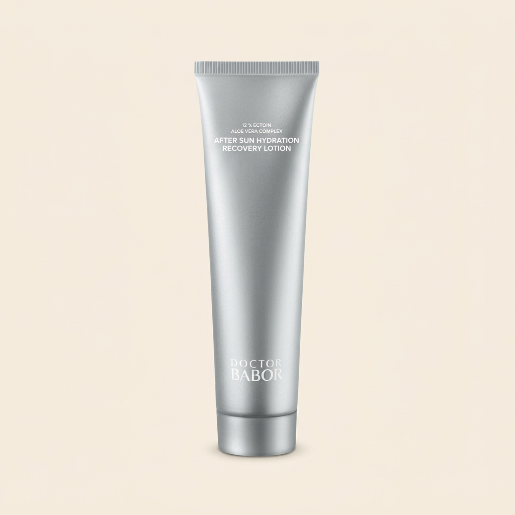 Doctor Babor After Sun Hydration Recovery Lotion mit Ectoin und Aloe Vera in silberner Tube – beruhigende After Sun Pflege zur Regeneration und intensiven Feuchtigkeitsversorgung der Haut