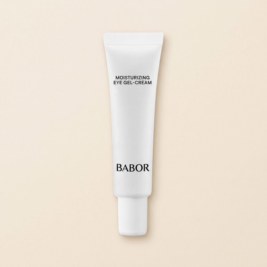 BABOR Moisturizing Eye Gel-Cream in schlanker, weißer Tube, feuchtigkeitsspendende Augenpflege für eine erfrischte, glatte und hydratisierte Augenpartie.